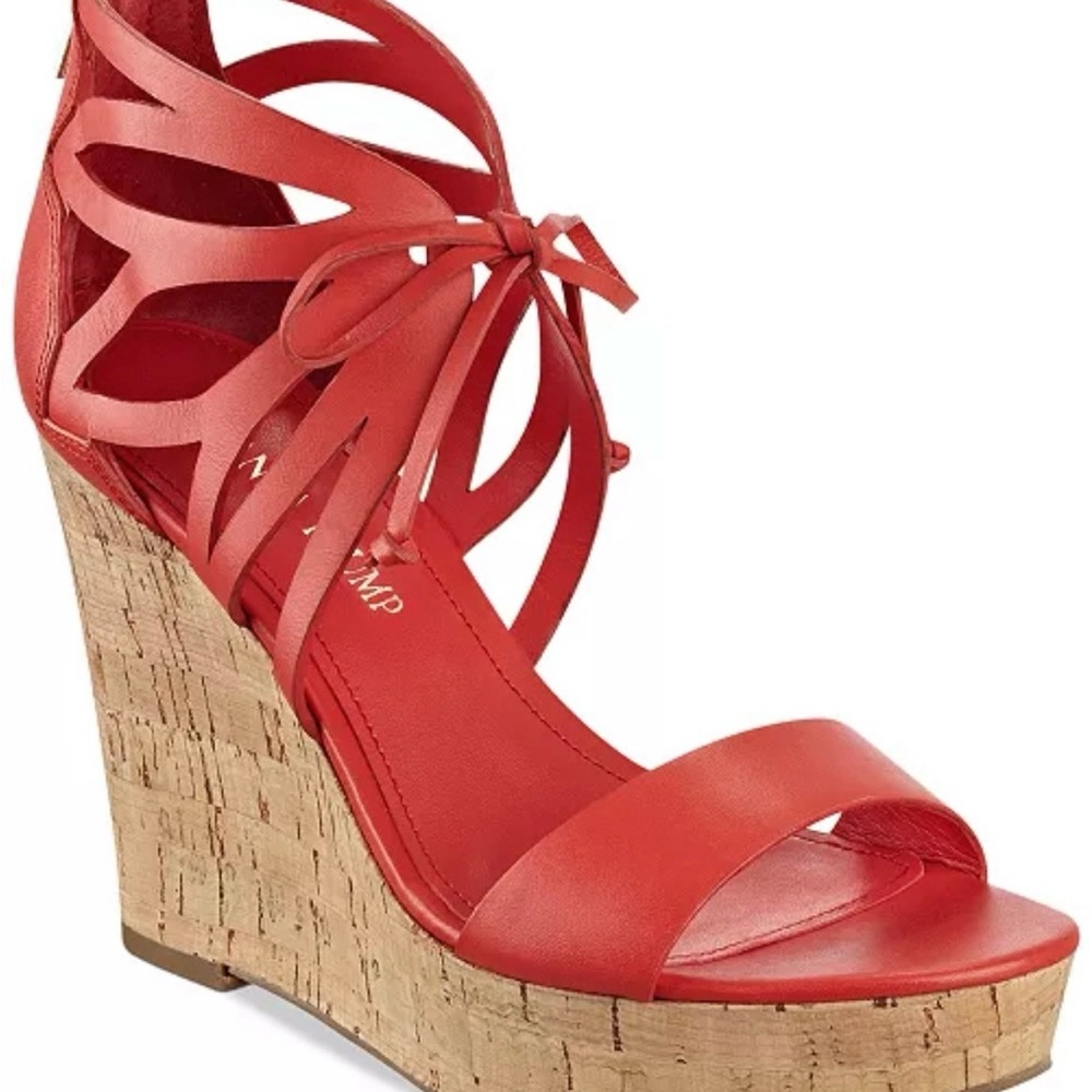 Ivanka Trump Red Cork Wedge Sandals